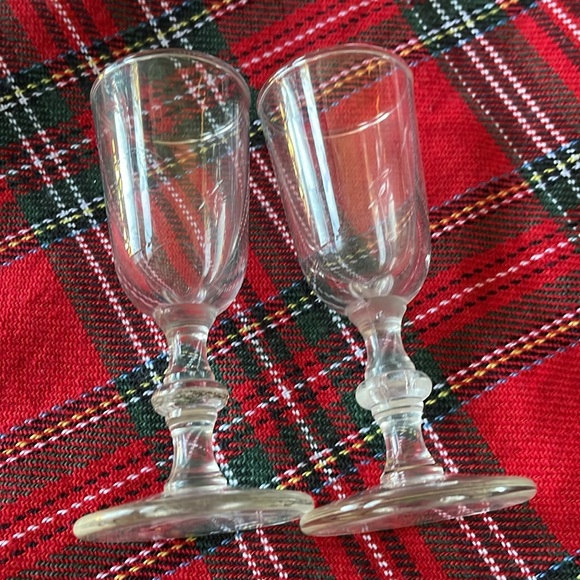 VTG MCM clear glass cordials footed glasses set of 2 - Picture 6 of 6